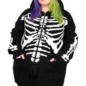 Nwot foxblood skeleton zip up hoodie plus 3x beatnik/ 4x